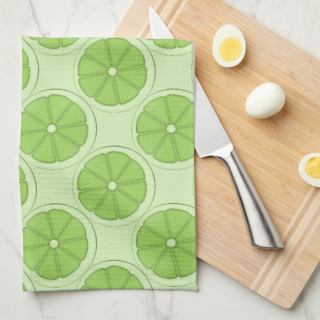 Serviette de cuisine Motif de chaux verte (Quart Plié)