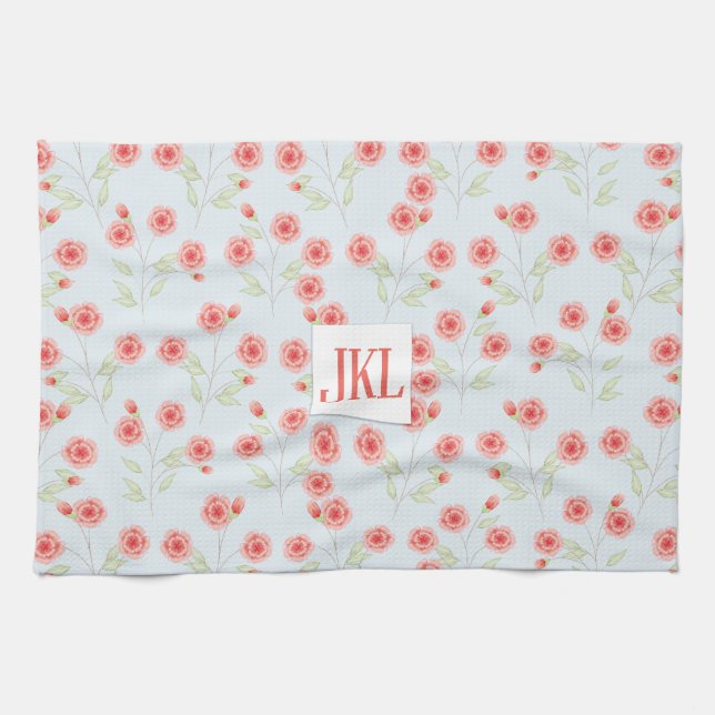 Serviette de cuisine Motif de fleurs de corail 16  (Horizontal)