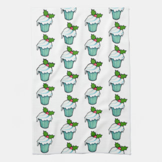 Serviette de cuisine motif de Noël Holly Cupcake