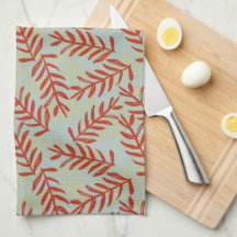 Serviette de cuisine Motif en feuille rouge gras