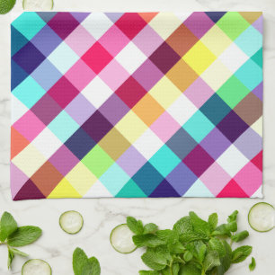 Serviette de cuisine Motif Plaid Arc-en-ciel funky