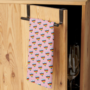 Serviette de cuisine Motif Rainbow Heart