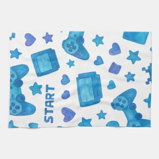 Serviette de cuisine Motif Retro Gamer - Bleu