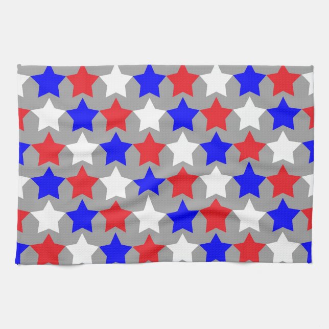 Serviette de cuisine motif rouge, blanche et bleue (Horizontal)