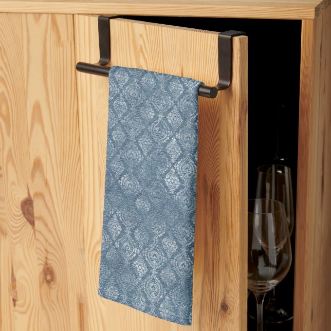 Serviette de cuisine Motif vintage Denim inspirée (Pliage en tiers)