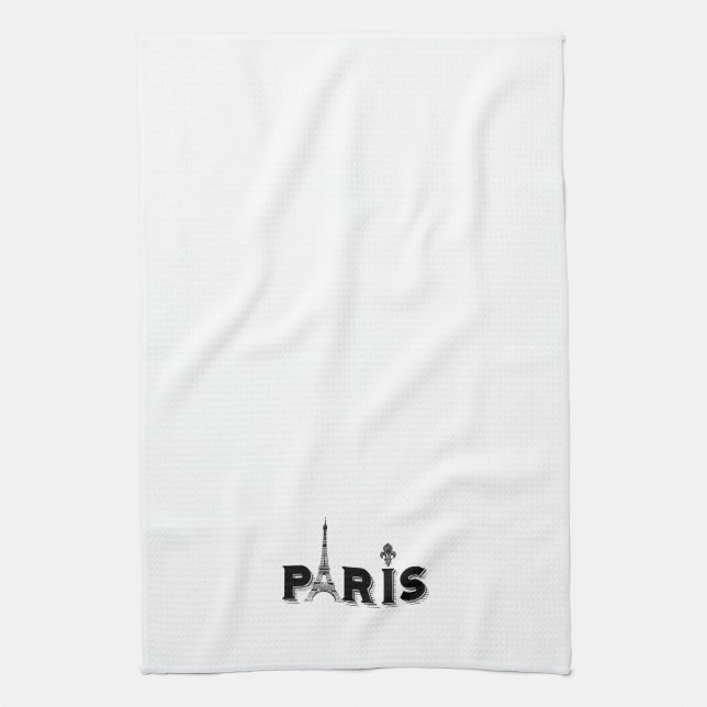 Serviette de cuisine - noir et blanc PARIS (Vertical)