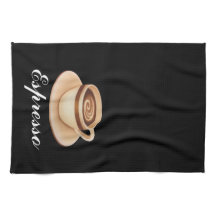 Serviette de cuisine noire de café express