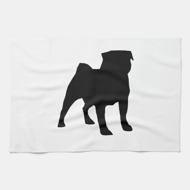 Serviette de cuisine noire de carlin (Horizontal)