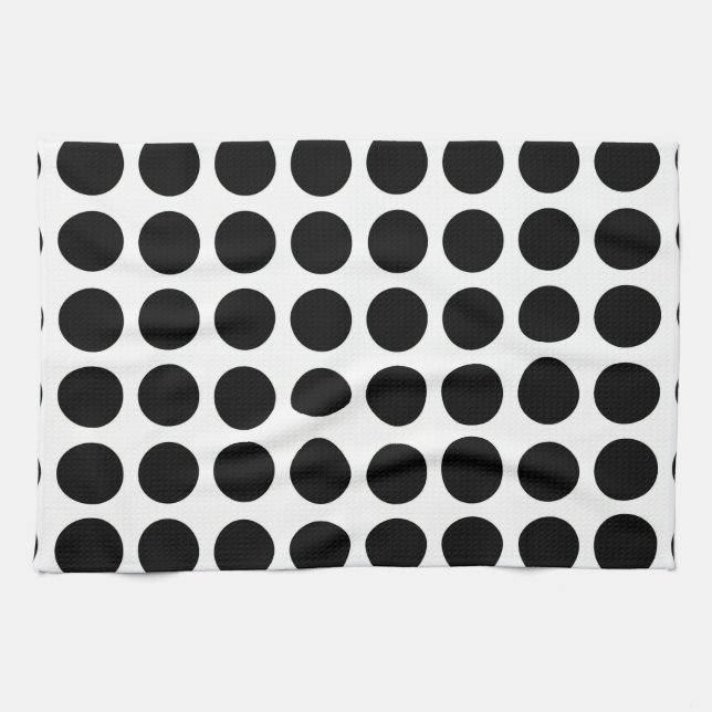 Serviette de cuisine noire de pois (Horizontal)