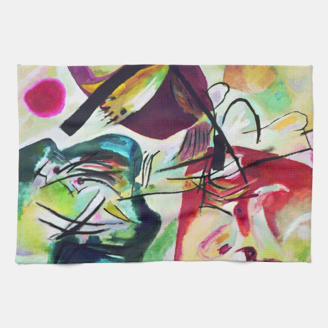 Serviette de cuisine noire de voûte de Kandinsky (Horizontal)