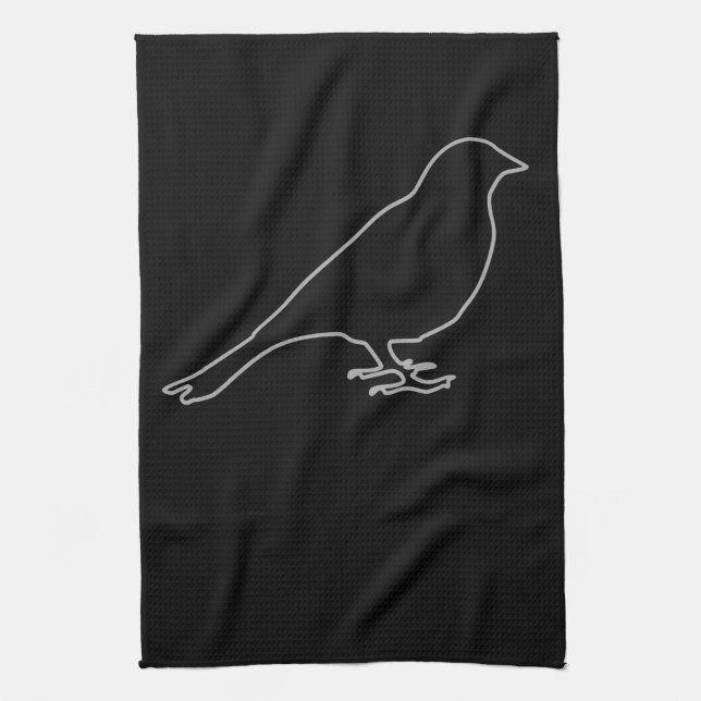 Serviette de cuisine noire d'oiseau (Vertical)