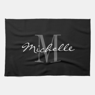 Serviette de cuisine noire et blanche fascinante