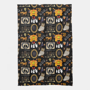 Serviette de cuisine noire Halloween Spooktacular