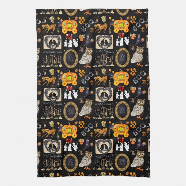 Serviette de cuisine noire Halloween Spooktacular (Vertical)