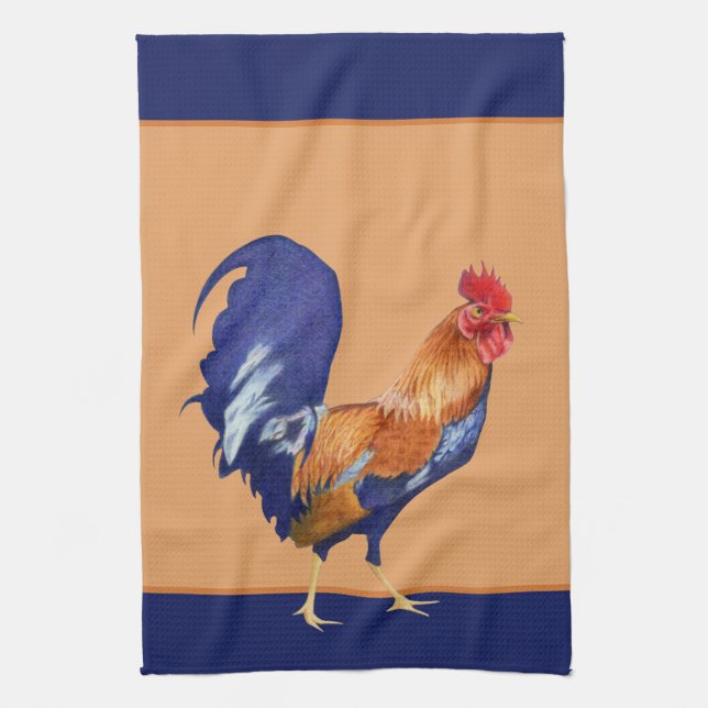 Serviette de cuisine orange coq (Vertical)