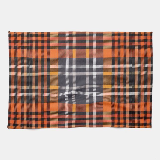 Serviette de cuisine Orange Plaid Thanksgiving Fal (Horizontal)