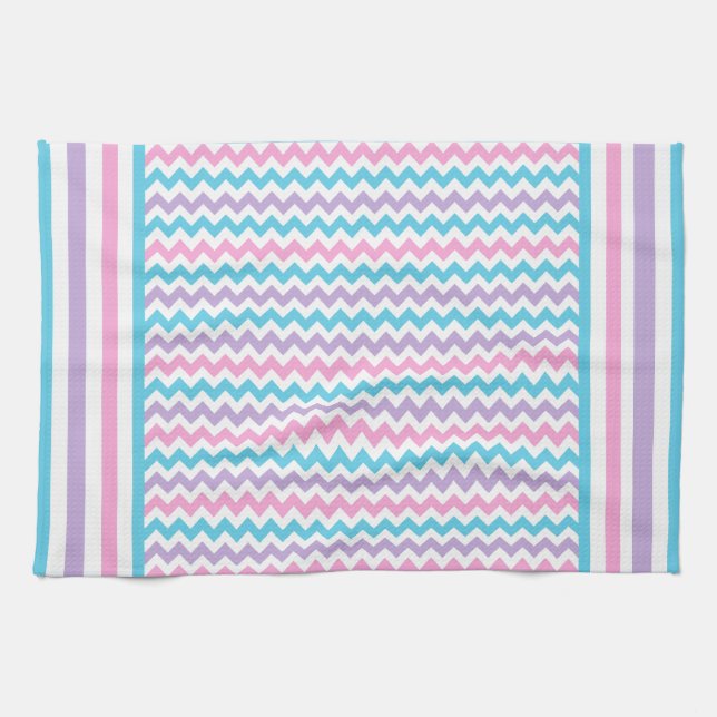 Serviette de cuisine ou de thé, Chevrons Multicolo (Horizontal)