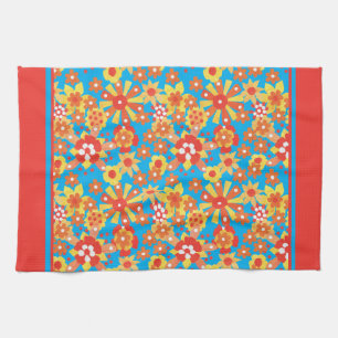 Serviette de cuisine ou de thé, Orange Ditsy Flora