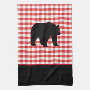 Serviette de cuisine-Ours Rouge Plaid