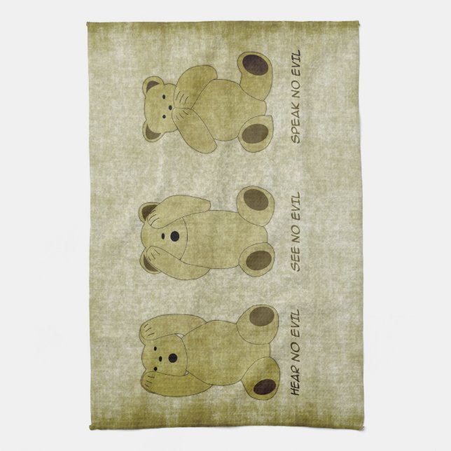 Serviette de cuisine Oursons N'entendez Pas le Mal (Vertical)