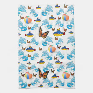 Serviette de cuisine papillon dauphins