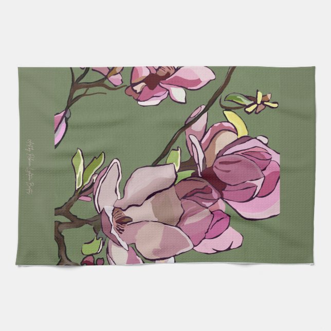 Serviette de cuisine peinte Magnolia (Horizontal)
