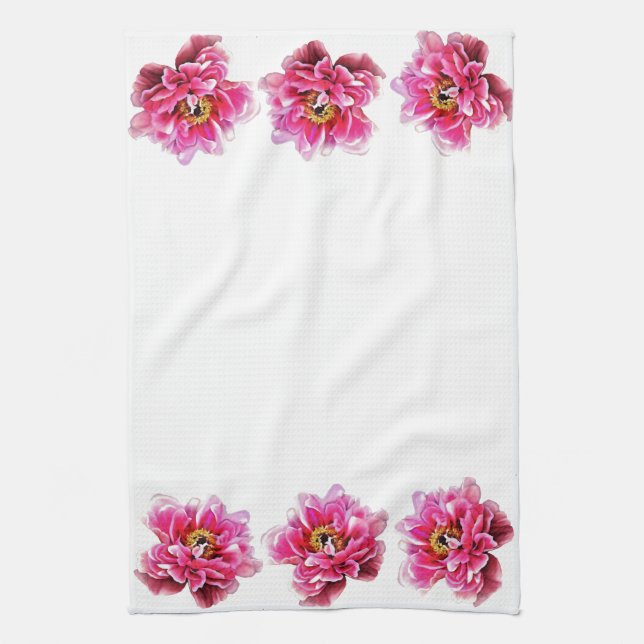 Serviette de cuisine - Peonies roses (Vertical)