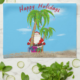 Serviette de cuisine Père Noël et Palms Tropical