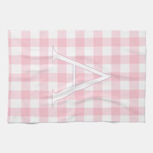 Serviette de cuisine personnalisée à carreaux rose