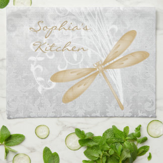 Serviette de cuisine personnalisée à libellule d'o
