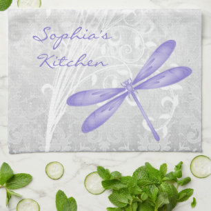 Serviette de cuisine personnalisée à libellule vio