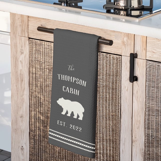 Serviette de cuisine personnalisée à l'ours rustiq (Créateur téléchargé)