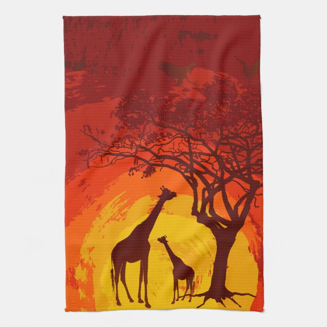 Serviette de cuisine personnalisée Africain Safari (Vertical)