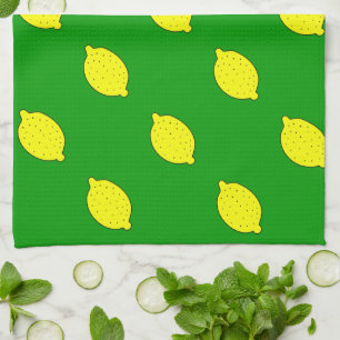 Serviette de cuisine personnalisée aux citrons jau