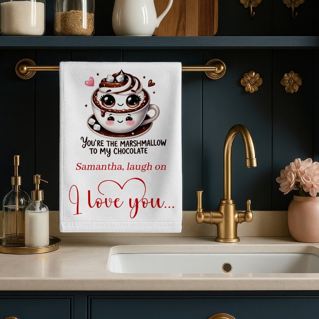 Serviette de cuisine personnalisée avec citation d (Custom Name Love Quote Funny Food Towel)