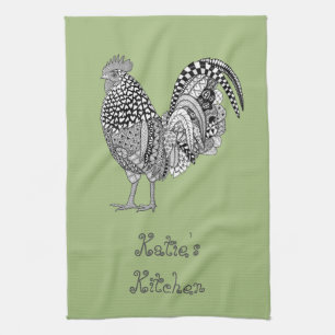 Serviette de cuisine personnalisée de coq de