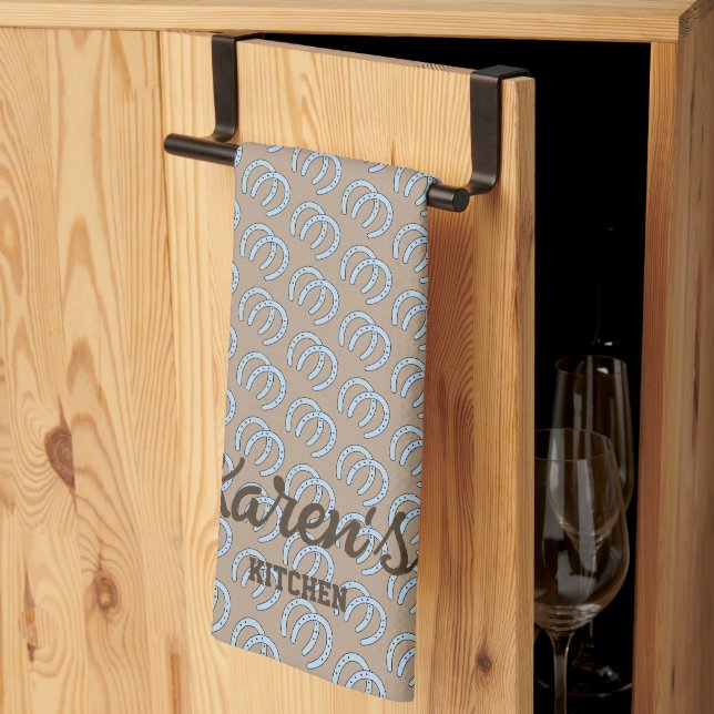 Serviette de cuisine personnalisée fer à cheval oc (Pliage en tiers)