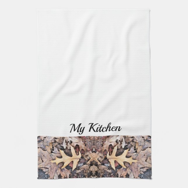 Serviette de cuisine personnalisée - Feuilles en c (Vertical)
