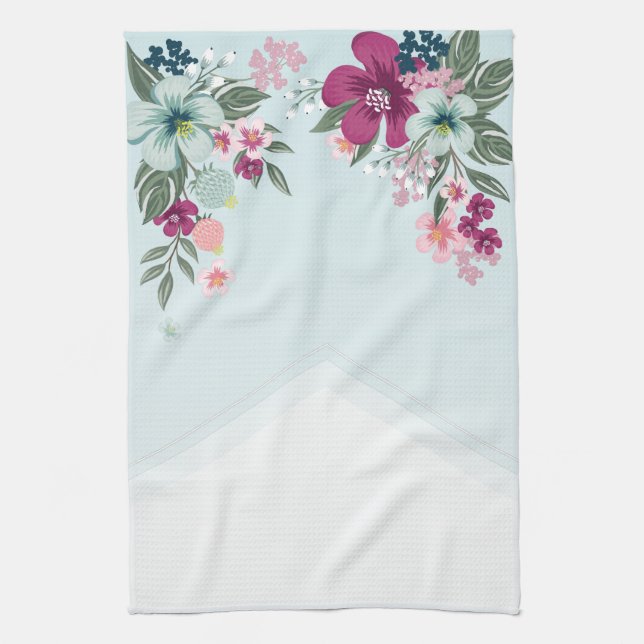 Serviette de cuisine personnalisée Fleur tropicale (Vertical)