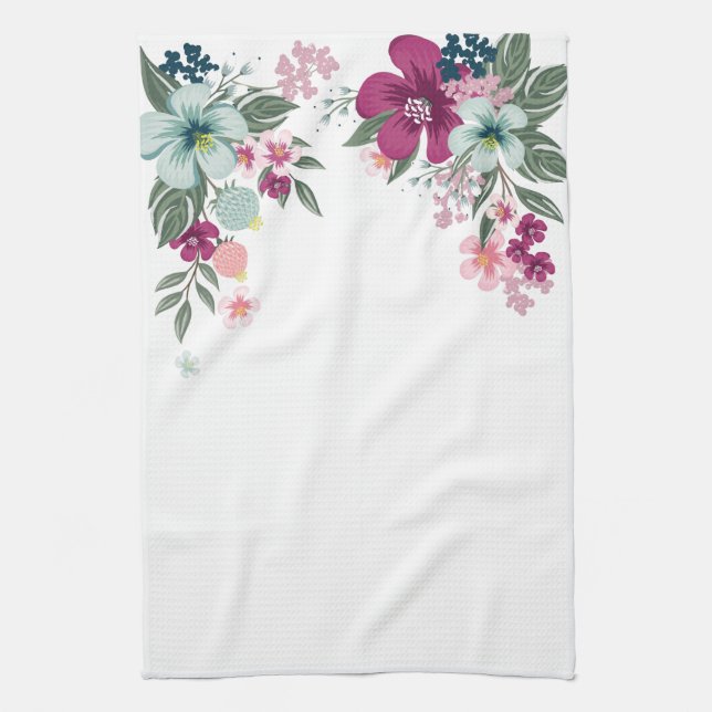 Serviette de cuisine personnalisée Fleur tropicale (Vertical)