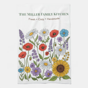 Serviette de cuisine personnalisée Fleurs sauvages