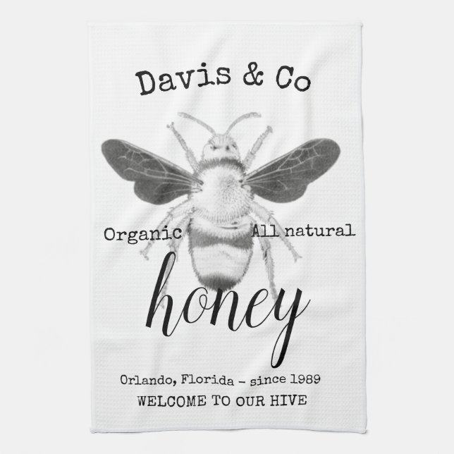 Serviette de cuisine personnalisée Honey Bee (Vertical)