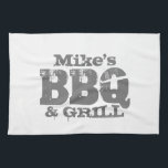 Serviette de cuisine personnalisée pour la fête du<br><div class="desc">Serviette de cuisine personnalisée pour BBQ King / maître grill. Design de modèle de typographie vintage pour la cuisine extérieure. Faites votre propre serviette barbecue pour chef papa,  père,  oncle,  grand-père,  mari,  frère,  hommes etc. Couleurs personnalisables. Bonne idée cadeau fête des pères.</div>