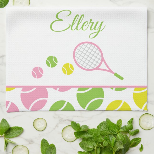 Serviette de cuisine personnalisée Preppy Tennis (Plié)
