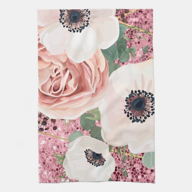 Serviette de cuisine personnalisée Rose de jardin  (Vertical)