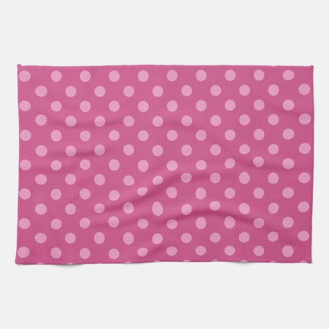 Serviette de cuisine pois fuchsia rose (Horizontal)
