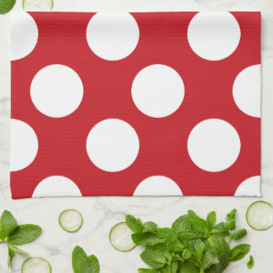 Serviette de cuisine Polka large rouge et blanc