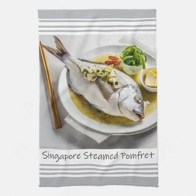 Serviette de cuisine Pomfret vapeur Singapour (Vertical)