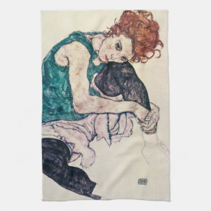 Serviette de cuisine posée par Schiele de femme
