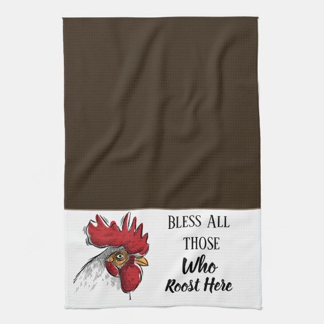 Serviette De Cuisine Poulet Bénir Tous Ceux Qui (Vertical)